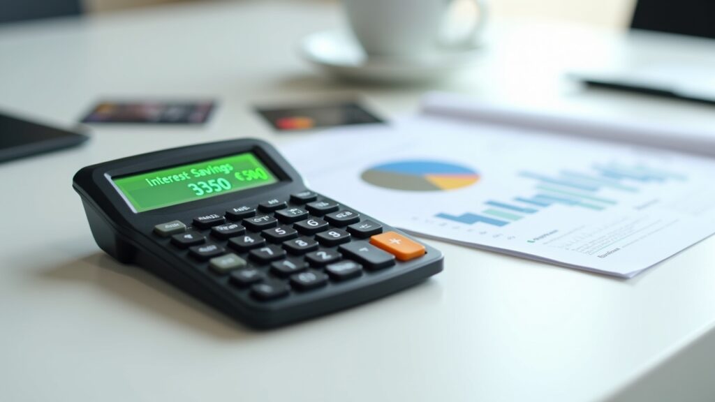 Calculator showing interest savings from balance transfer