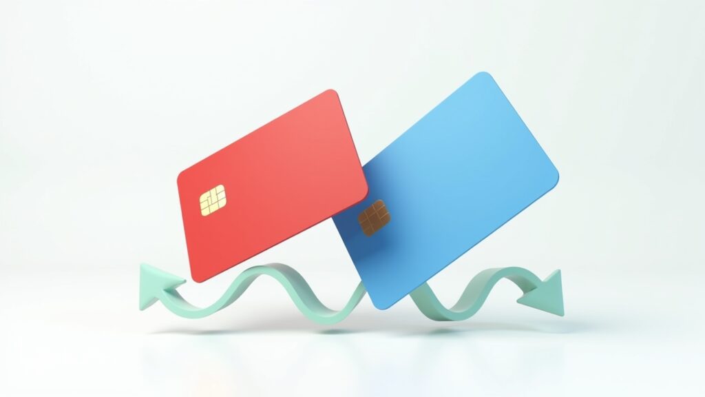 Arrows showing debt moving from high-interest to low-interest card