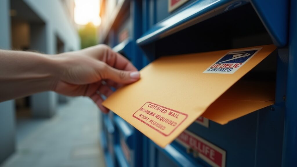 Certified mail envelope being sent to debt collector