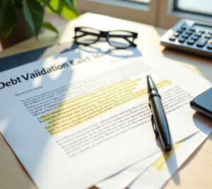 Person writing debt validation letter with legal template