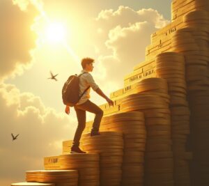 Person budgeting with small income and large debt pile