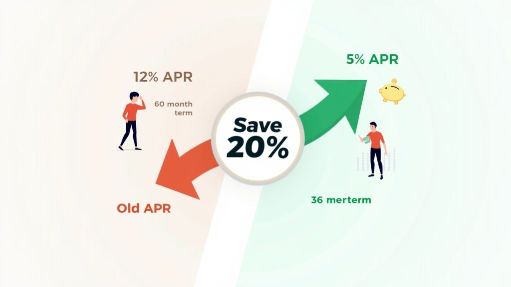 Old vs new loan terms showing savings