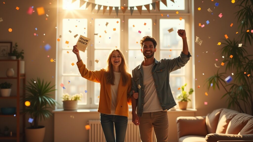 Couple celebrating debt freedom together