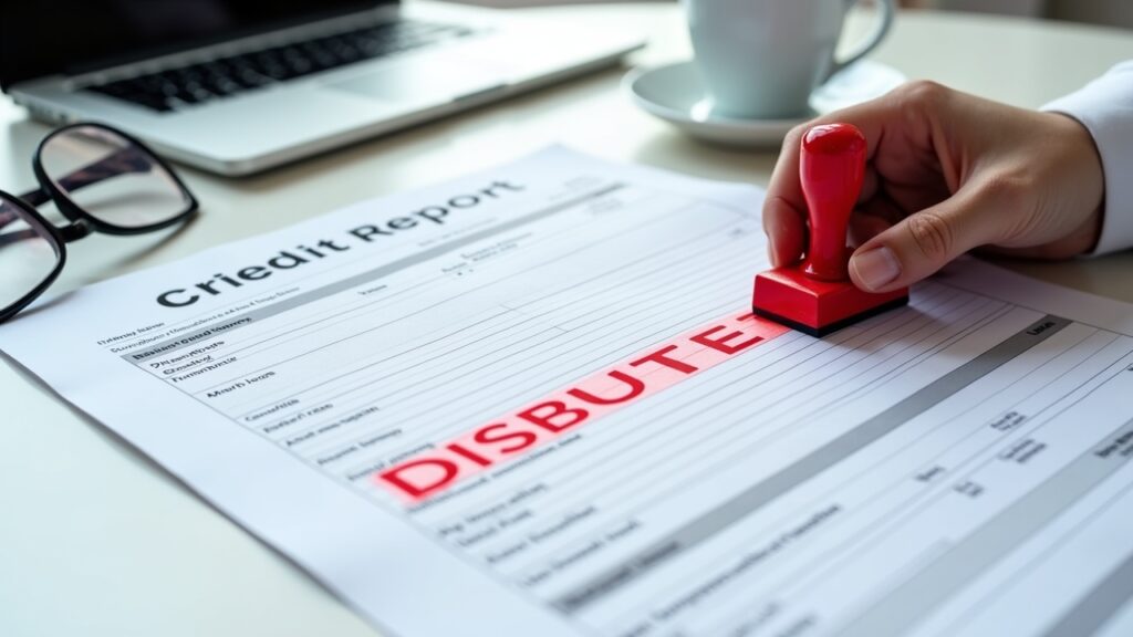 Credit report with fraudulent accounts being disputed
