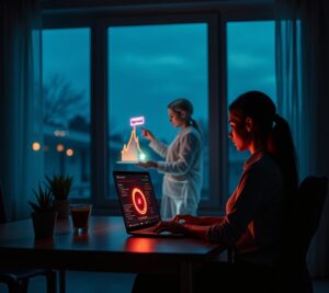 Person discovering fraudulent accounts on credit report