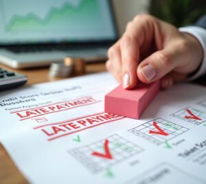 Credit report with late payment being erased